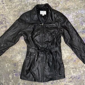 Stylish Vintage Black Leather Jacket Size Small
